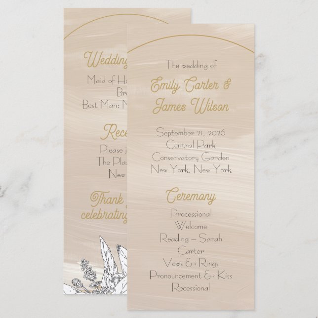 Programa Boda de Rosa Pastel (Anverso / Reverso)