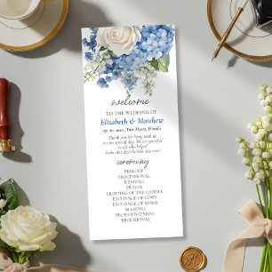 Programa Boda de rosas blancas de la hidrangea azul acuarel