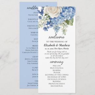 Programa Boda de rosas blancas de la hidrangea azul acuarel