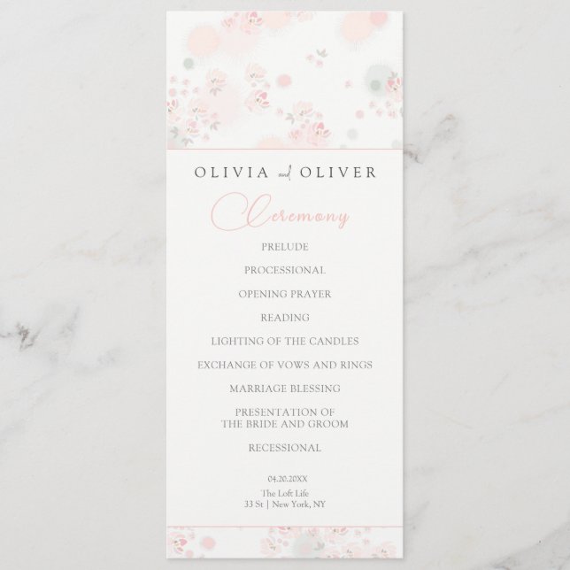 Programa Boda de Rosas de té suaves (Anverso)