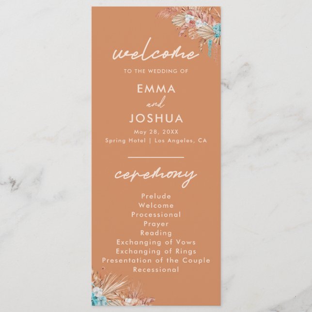 Programa Boda de Terracota Moderna Boho (Anverso)