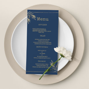 Programa Boda de tipos de letra de la hoja de oro azul mari