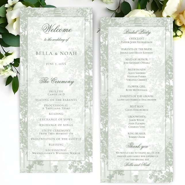 Programa Boda de Toile de Paisaje Verde Salvia Clásico (Subido por el creador)