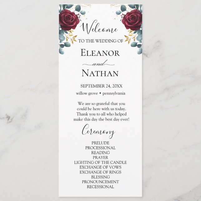 Programa Boda de verano de Red Roses Spring (Anverso)