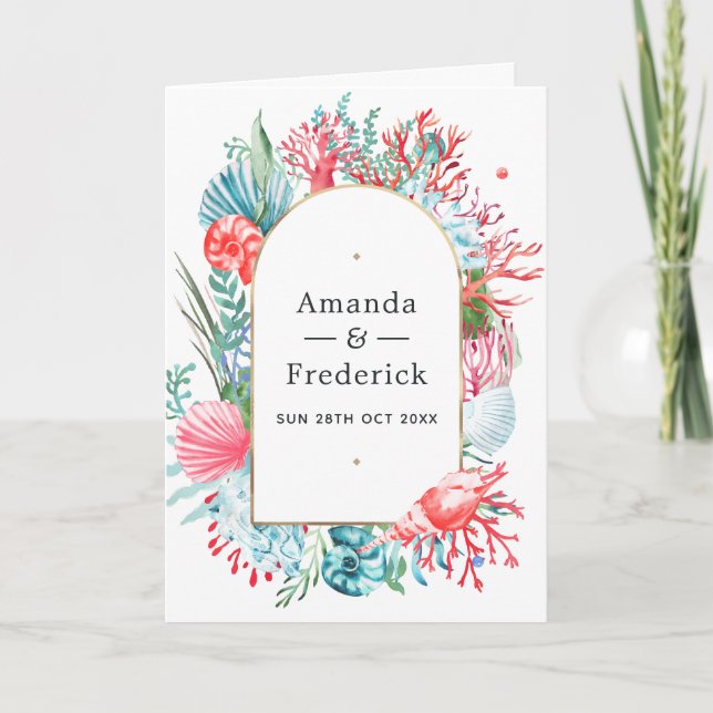 Programa Boda de vida marina de coral y turquesa (Anverso)