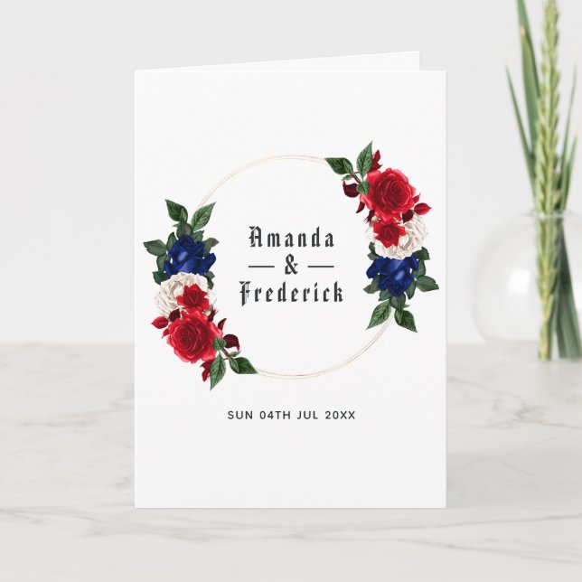 Programa Boda del 4 de Julio Rojo Blanco y Azul (Anverso)