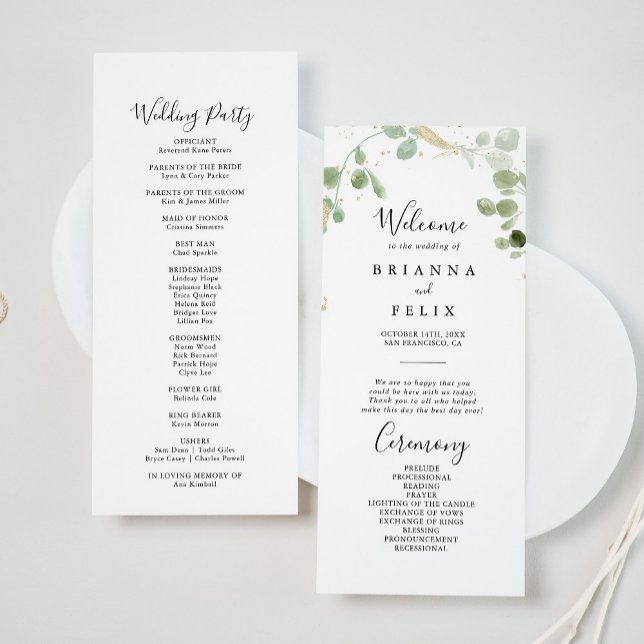 Programa Boda del follaje de oro de confetti eucalyptus (Subido por el creador)