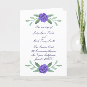 Programa Boda del follaje floral azul púrpura