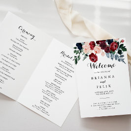 Programa Boda doblado con flores de la Marina Rosa de Borgo