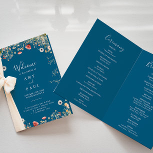 Programa Boda doblado de flores silvestres de Boho