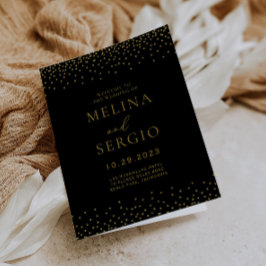 Programa Boda doblado negro de oro de Confetti boho