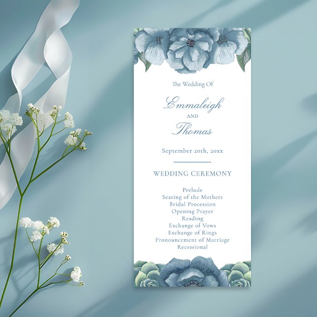 Programa Boda Dusty Blue Floral Succulent (Subido por el creador)