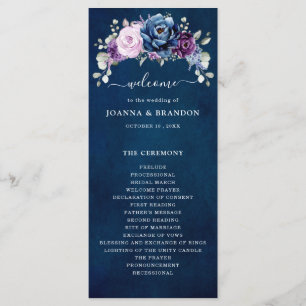 Programa Boda Dusty Blue Purple Navy Lilac Blooms