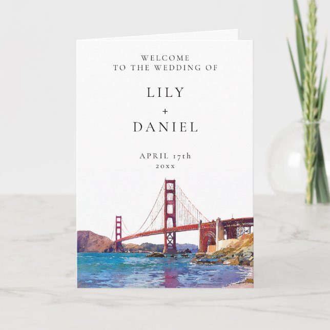 Programa Boda elegante de acuarela en San Francisco (Anverso)