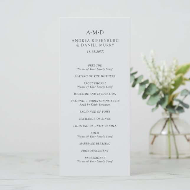 Programa Boda elegante de Andrea Gray (Anverso de pie)