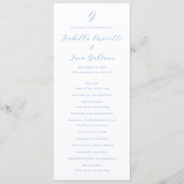 Programa Boda elegante de estilo costero en azul y blanco