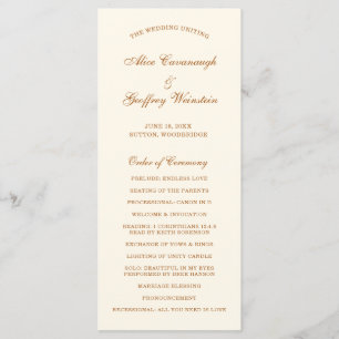 Programa Boda elegante de marfil y cobre simple