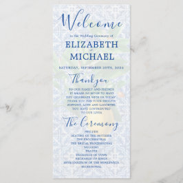 Programa Boda elegante de mosaico blanco azul limón