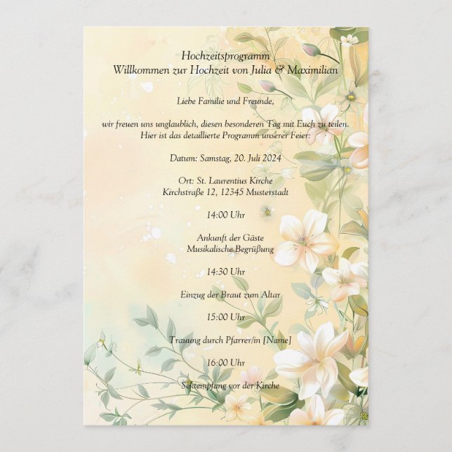 Programa Boda elegante en pastel (Anverso)