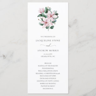 Programa Boda elegante floral de magnolia rosa