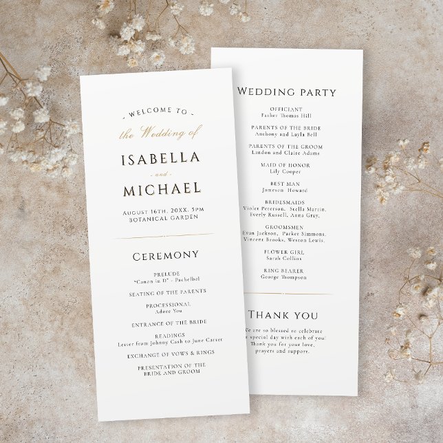 Programa Boda elegante y moderno sencillo (Simple Elegant Modern Classy Wedding Program)