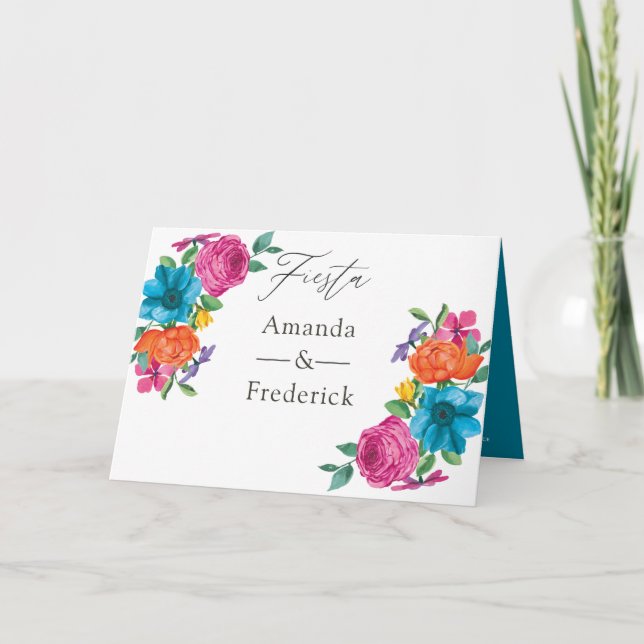 Programa Boda Fiesta Floral Acuarela (Anverso)