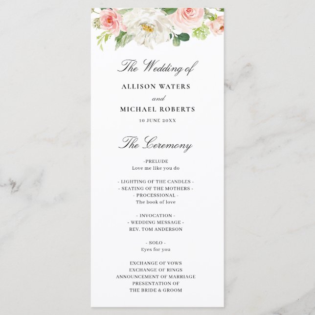 Programa boda floral (Anverso)