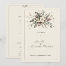 Boda floral acuarela botánica de invierno