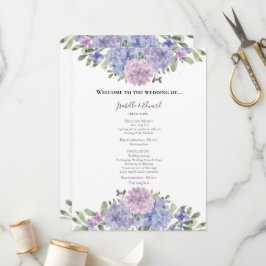 Programa Boda Floral Acuarela Lila Azul Polvoriento Chic