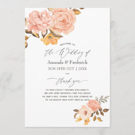 Programa Boda floral acuática Rubor rosa y dorada