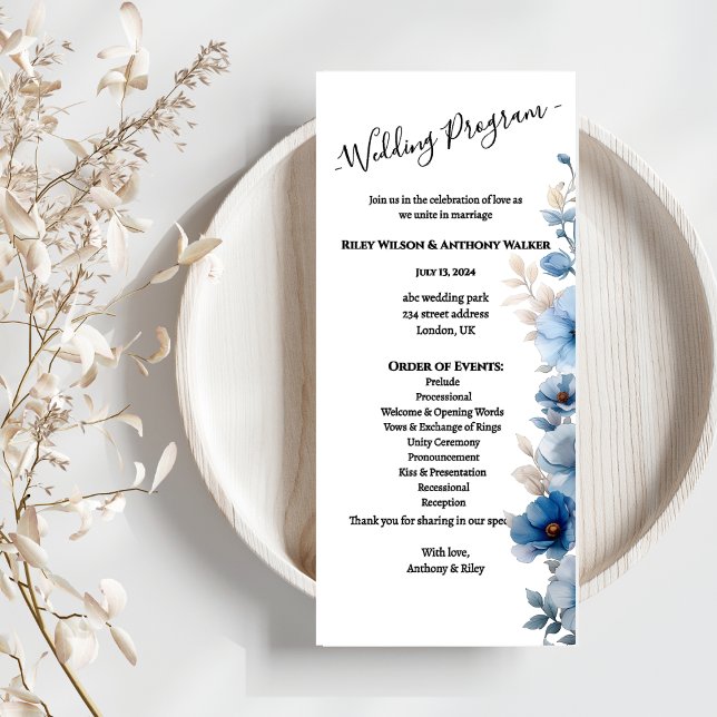 Programa Boda floral azul y blanco (Subido por el creador)