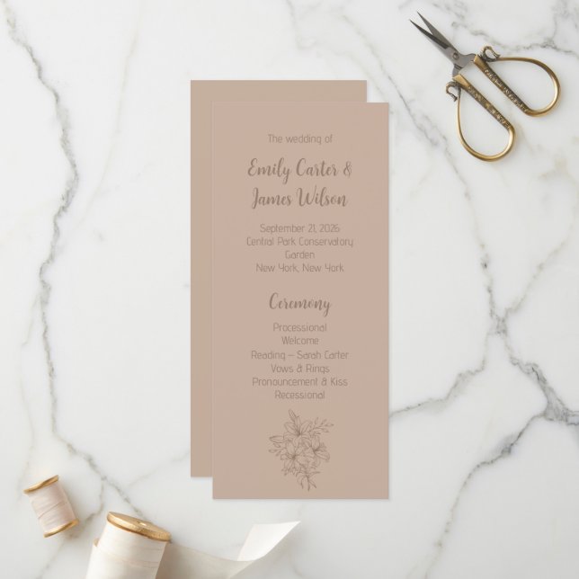 Programa Boda floral beige elegante (Anverso/Reverso In Situ)