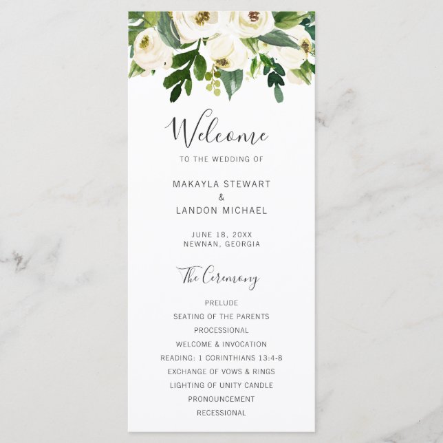 Programa Boda floral blanca de elegante verdor (Anverso)