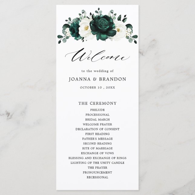 Programa Boda floral blanca Eucalyptus (Anverso)