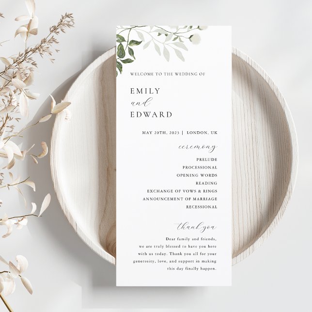 Programa Boda floral blanca y verde sabio (Subido por el creador)