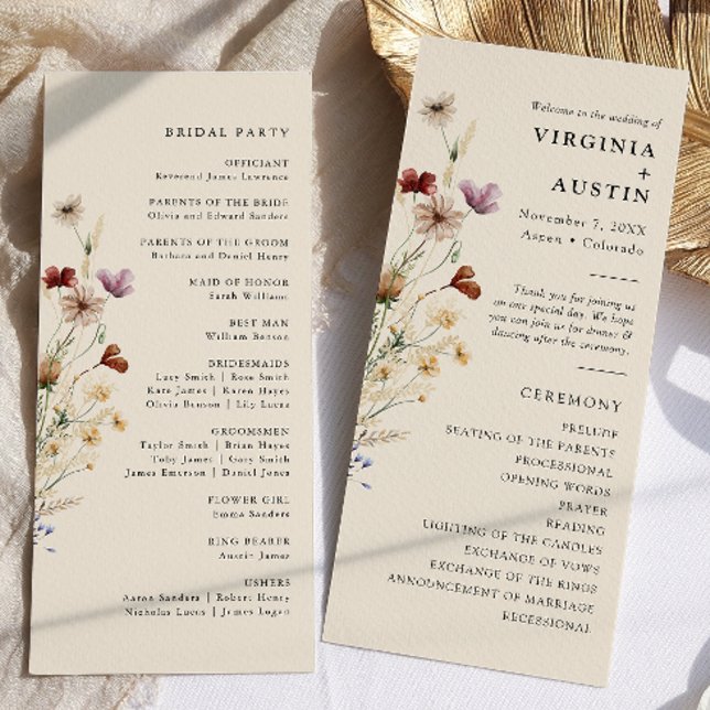 Programa Boda floral boho elegante (Elegant Boho Floral Wedding Program
)