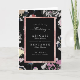 Programa Boda floral clásico negro abstracto moderno