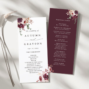 Programa Boda floral de acuarela de color romance de otoño