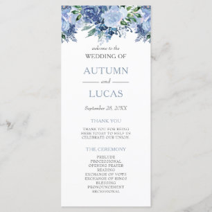 Programa Boda floral de color azul turbio