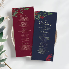 Programa Boda floral de otoño con borgoña y azul marino