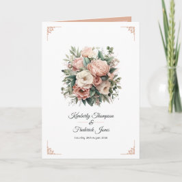 Programa Boda floral de rosa polvorienta, verde menta y rub
