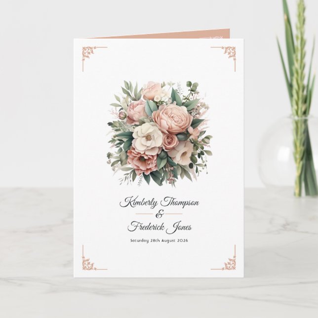 Programa Boda floral de rosa polvorienta, verde menta y rub (Anverso)