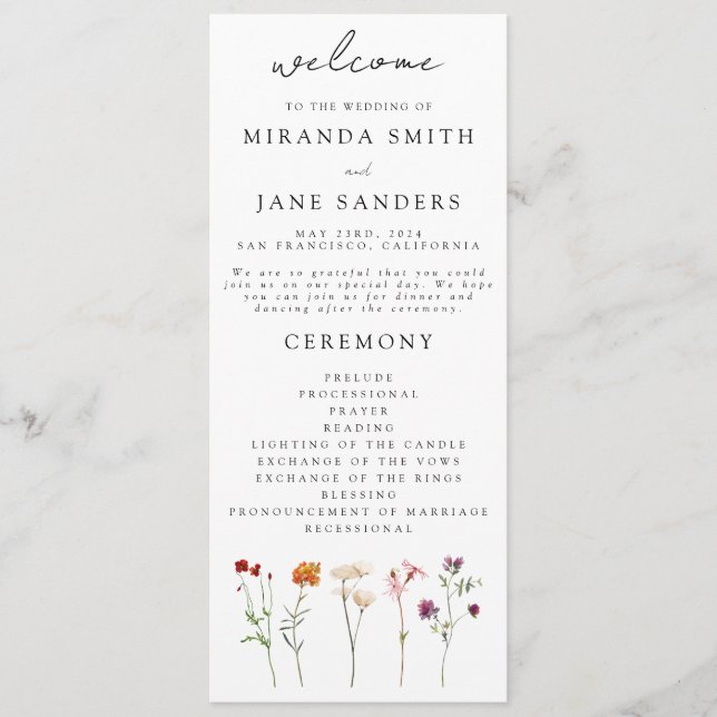 Programa Boda floral del Orgullo Lésbico (Anverso)