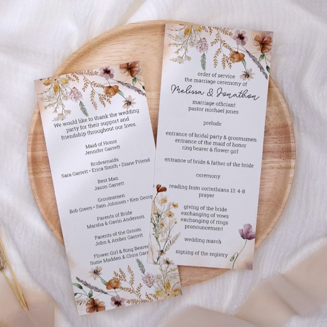 Programa Boda floral diminuta botánica vintage (Subido por el creador)