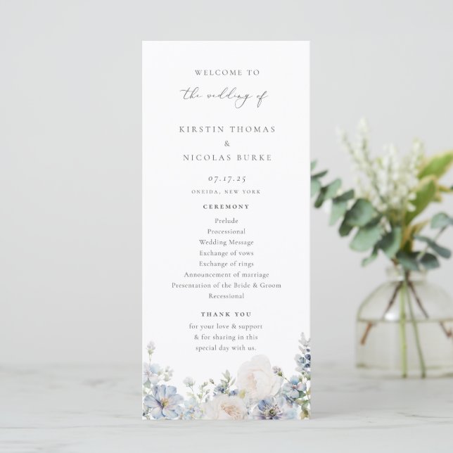 Programa Boda Floral Dusty Blue Garden (Anverso de pie)