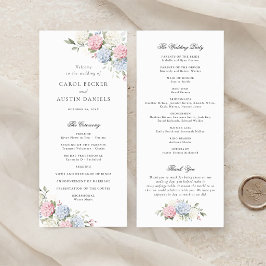 Programa Boda floral elegante de hortensias rosadas y azule