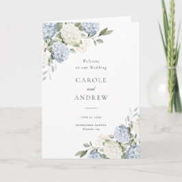 Programa Boda Floral Elegante Hortensia Azul Plegada