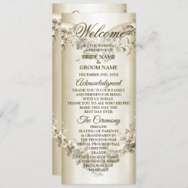Programa Boda Floral Golden Ornate Frame Elegante