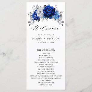 Programa Boda floral metálico plateado azul real