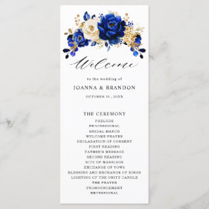 Programa Boda floral metálico Royal Blue Yellow Gold